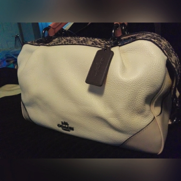 COPY - COACH CREAM COLOR TOTE/ SNAKE SKIN TOP/ SHOULDER BAG STRAP PEACHSTRAP … - Picture 9 of 16